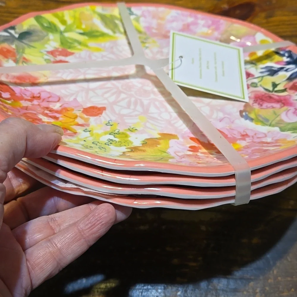 Coventry Floral Plate Set of 4 with Pink and Yellow Shabby Chic Style